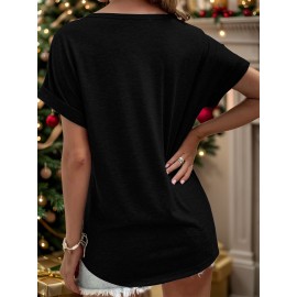 Women'S Vintage Norse Mythology Dragon Print V-Neck T-Shirt - Casual Short Sleeve, Regular Fit, All-Season Tee with Intricate Design, Machine Washable, Allseason Tee | Mythological Design | Comfortable Fit, Dragon Shirt